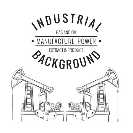 Oil pump isolated over white with label. Vector illustration.のイラスト素材