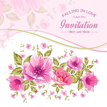 Luxurious color peony background with a vintage label. Vector illistration.のイラスト素材