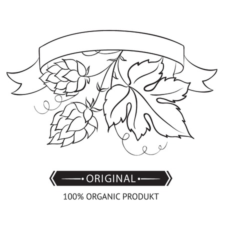 Beer emblems and labels over whiteのイラスト素材