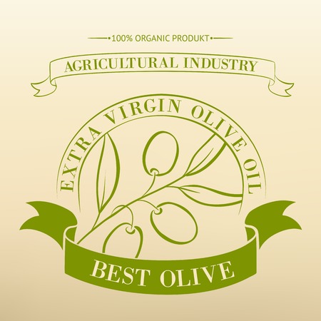 Vintage olive oil label for your design  Vector illustration のイラスト素材