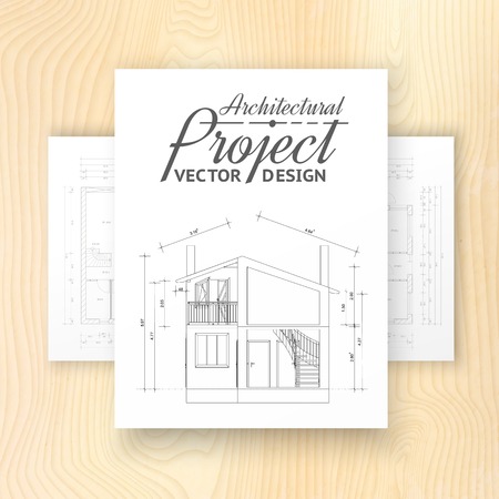 House design over wooden wall  Vector illustration のイラスト素材