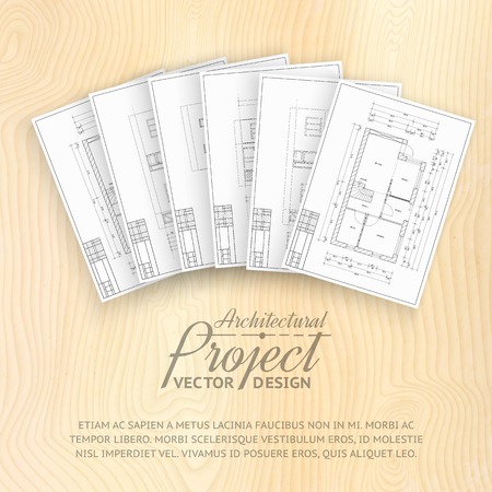 House design over wooden wall  Vector illustration のイラスト素材
