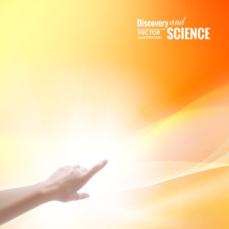 Science concept image of human hand pointing on  Vector illustration のイラスト素材