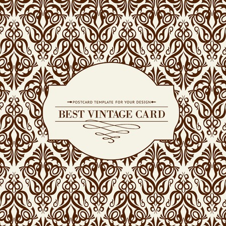 Vintage card of damask pattern  Vector illustration のイラスト素材