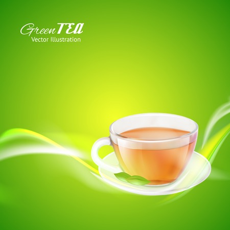 Tea cup over bright background  Vector illustration のイラスト素材