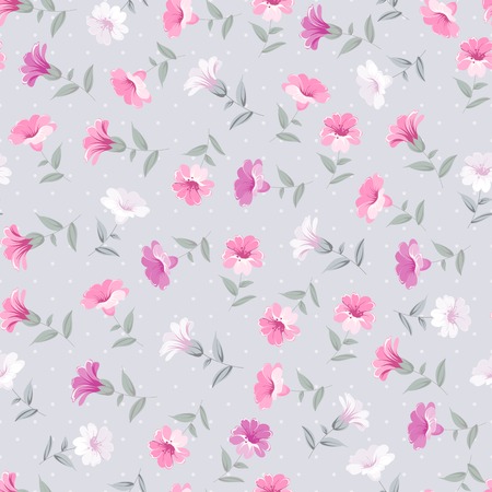 Vintage seamless floral pattern over colo background. Vector illustration.のイラスト素材