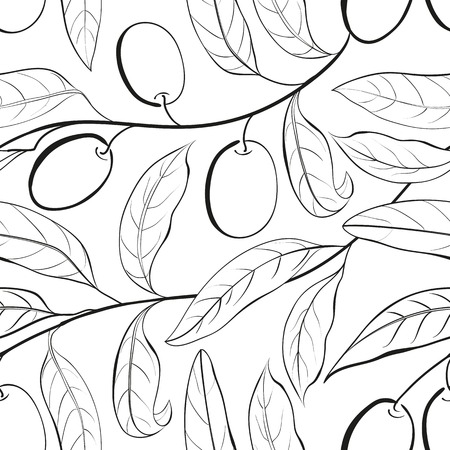 Olive seamless pattern. Vector illustration.のイラスト素材