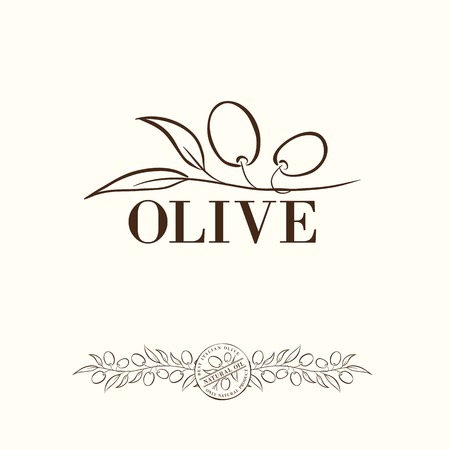 Olive label design. のイラスト素材