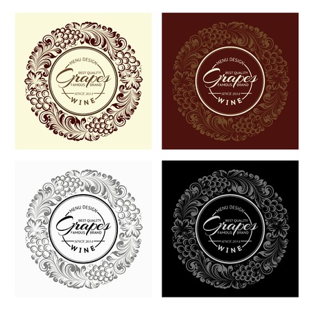 Set of four vintage labels for vine.のイラスト素材