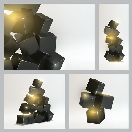 Set of magic boxes close-up over white background.のイラスト素材