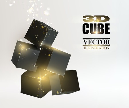 Glow box pyramid over light background.  Vector illustration.のイラスト素材