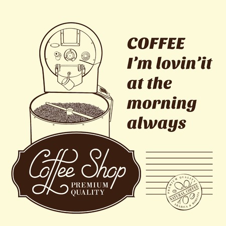Coffee beans in cooler of coffee machine. Vector Illustration.のイラスト素材