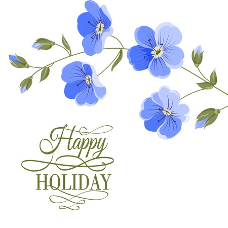 Blossoming flower brunch with spring flowers on white background. Vector illustration.のイラスト素材