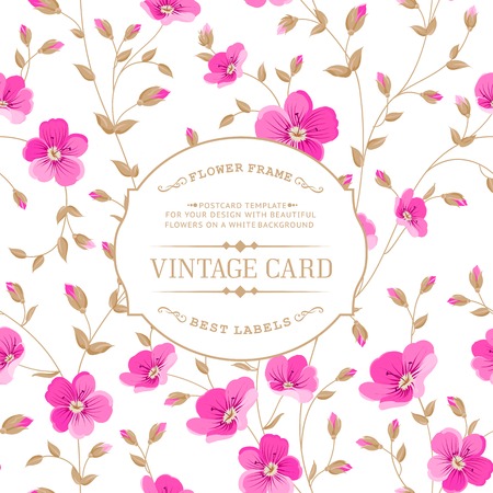 Spring flowers frame isolated on white background. Vector illustration.のイラスト素材