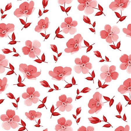 Floral seamless pattern on white background. のイラスト素材