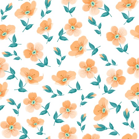Floral seamless pattern on white background.のイラスト素材