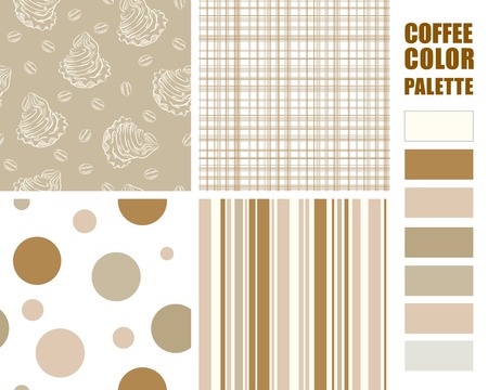 Fabric texture swatches set with color palette. のイラスト素材