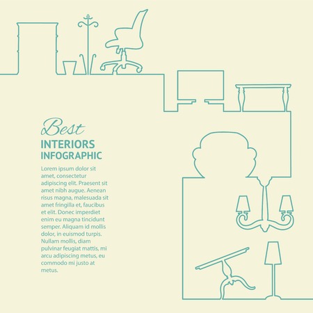 Flat colors infographics with line design elements. Vector illustration.のイラスト素材