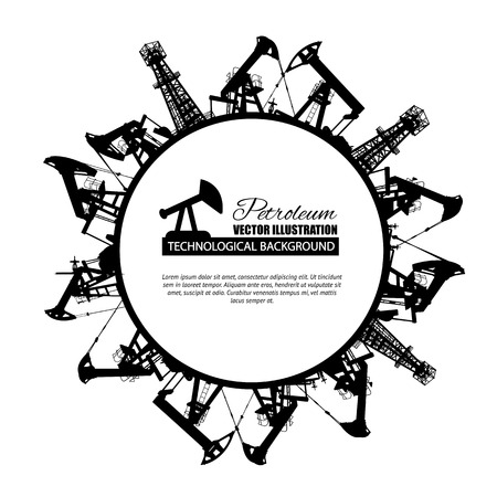 Oil industry circle frame isolated over white. Vector illustration.のイラスト素材