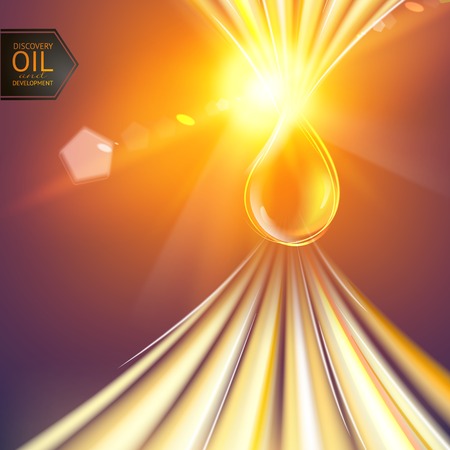 Oil drop at the sun rays. Vector illustration.のイラスト素材
