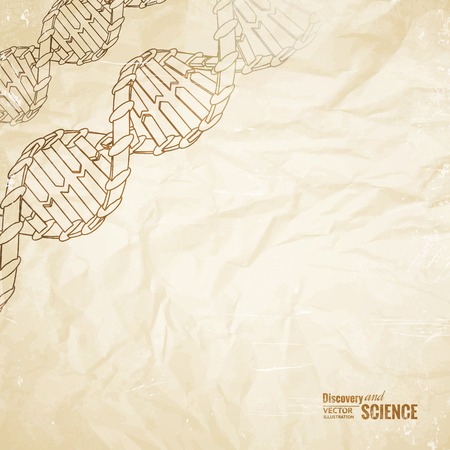 Old paper with dna pencil image on the corner. Vector illustration.のイラスト素材