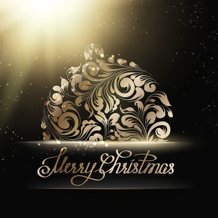 Vintage card with Christmas ball. Vector illustration.のイラスト素材
