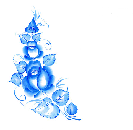Gzhel style blue floral frame. illustration.の写真素材