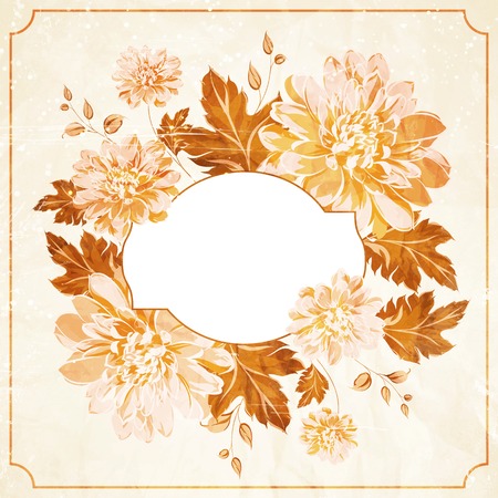 Luxurious peony background in vintge style label. Vector illustration.のイラスト素材