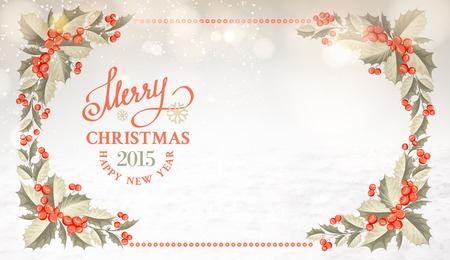 Christmas card in horisontal style with blurred background. Vector illustration.のイラスト素材