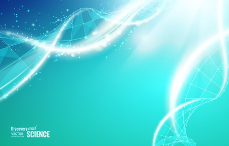 Science template for your card, wallpaper or banner with a DNA molecules of poligons. Vector illustration.のイラスト素材