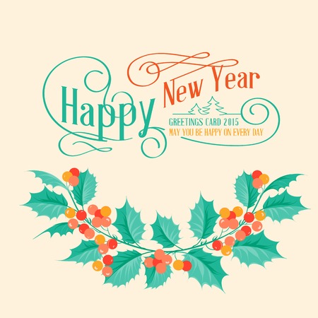 Christmas mistletoe brunch over card with holiday text. Vector illustration.のイラスト素材