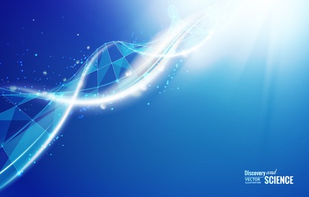 Science template for your card, wallpaper or banner with a DNA molecules of poligons. Vector illustration.のイラスト素材