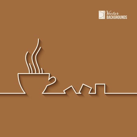 Stylized abstract line of a cup of coffee. Vector illustration.のイラスト素材
