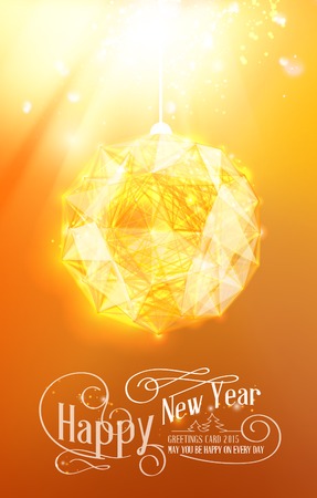 Christmas ball toy of triangles on orange color. Vector illustration.のイラスト素材
