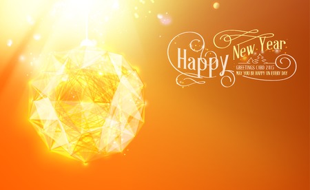 Christmas ball toy of triangles on orange color. Vector illustration.のイラスト素材