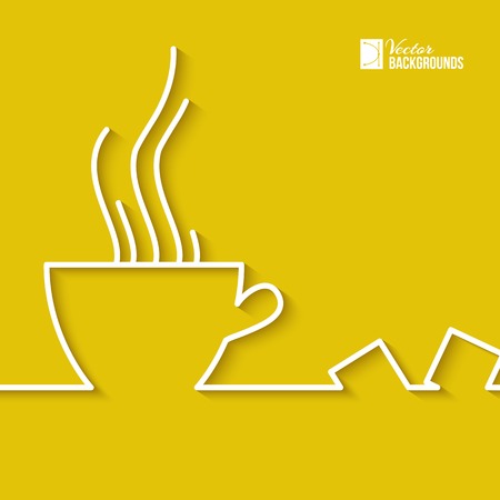 Stylized abstract line of a cup of coffee. Vector illustration.のイラスト素材