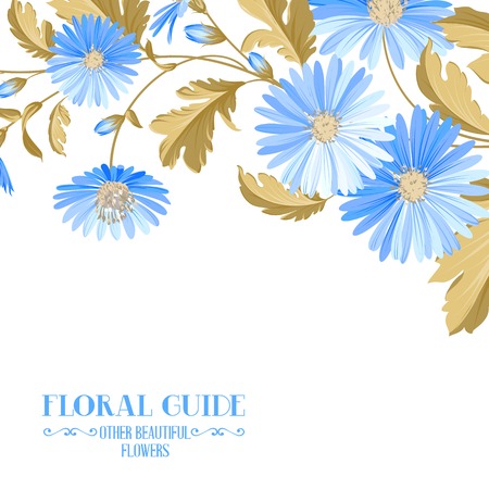 Flower background with violet flowers for yor wedding design in provence style. Vector illustration.のイラスト素材