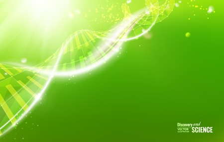 Science template for your card, red wallpaper or banner with a DNA molecules of polygons. Vector illustration.の写真素材