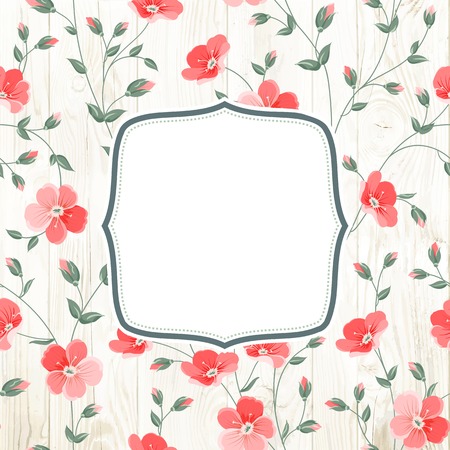 Vintage card with flowers on background. Vector illustration.のイラスト素材