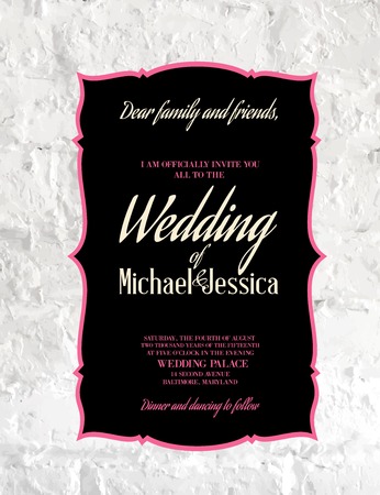 Wedding Card and engagement announcement. Wedding of Michael and Jessica. Vector illustration.のイラスト素材
