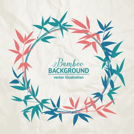 Color bamboo wreath, circle frame for your text card template. Vector illustration.のイラスト素材