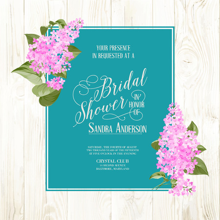 Bridal shower card background of siringa flowers. Vector illustrationのイラスト素材