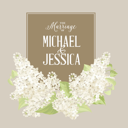 Marriage card background of white siringa flowers. Vector illustrationのイラスト素材