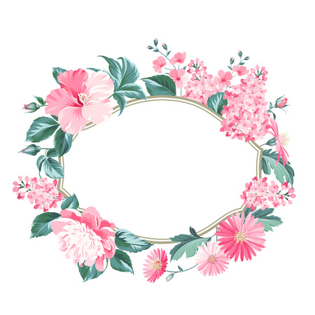 Flower frame for your custom decorative design. Vector illustration.のイラスト素材