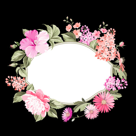 Flower frame for your custom decorative design. Vector illustration.のイラスト素材
