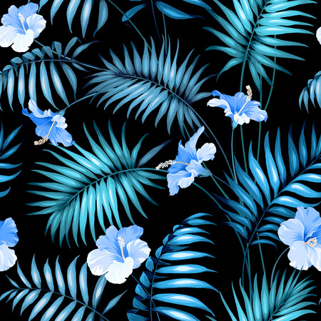 Seamless tropical flower. Blossom flowers for seamless pattern background. Vector illustration.のイラスト素材