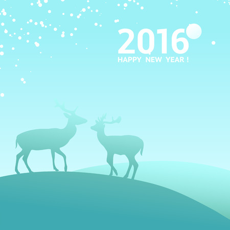Christmas simbol. Deer silhouette over color background.  Vector illustration.のイラスト素材