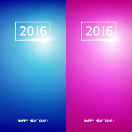 Happy new year card. Greeting card design template set. Merry christmas card over blue and violet background with white digits. Vector illustration.のイラスト素材