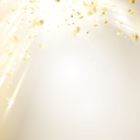 Curves of ribbon confetti background, silver and golden colours. のイラスト素材