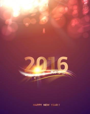 Happy new year card over gray background with fire bokeh. Happy new year 2016.のイラスト素材